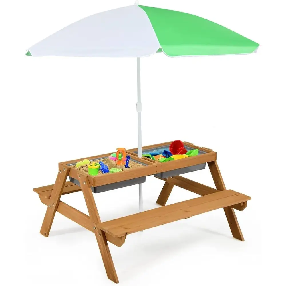 Kids Outdoor Picnic Table - طاولة نزهة خشبية 4 في 1