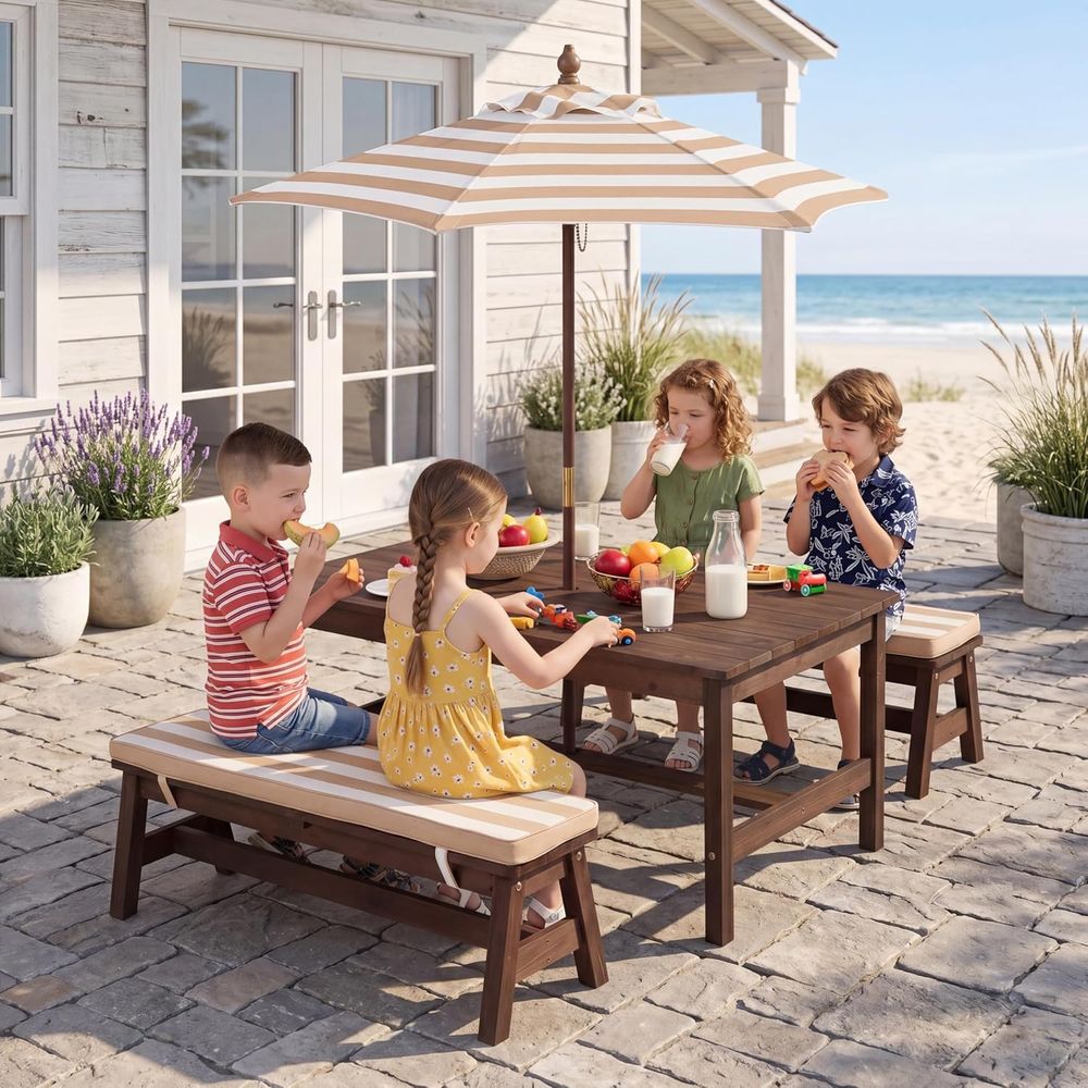 Kids Outdoor Picnic Table - طاولة نزهة للأطفال، سطح طاولة كبير