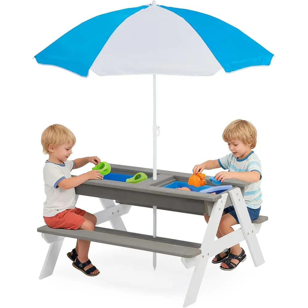 Kids Outdoor Picnic Table - طاولة نزهة خشبية قابلة للتحويل 3