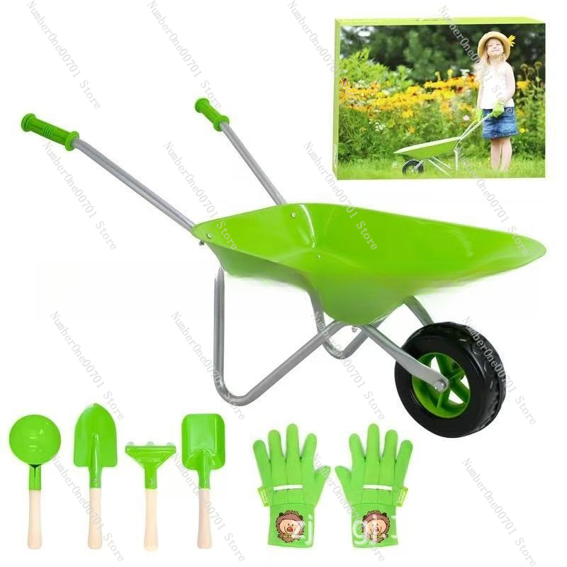 Kids Outdoor Activities - عربة يدوية خضراء للأطفال للعب في