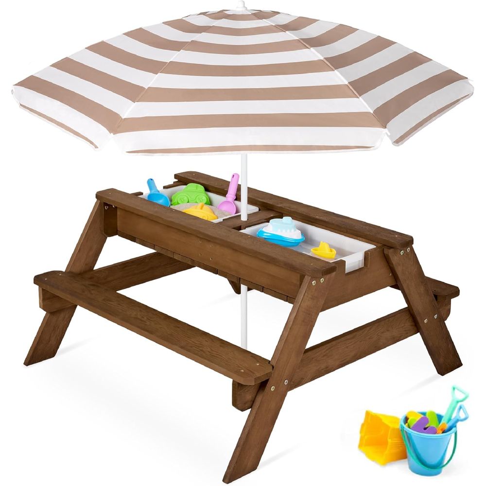 Kids Outdoor Picnic Table - طاولة نزهة للأطفال مع مظلة، طاولة