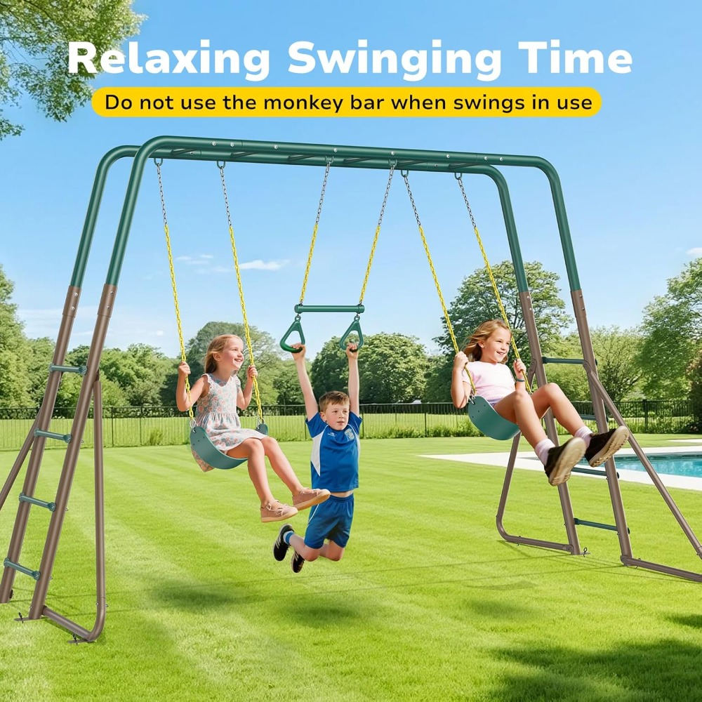 Kids Outdoor Monkey Bar Set - مجموعة أرجوحة معدنية متينة للاستخدام الخارجي