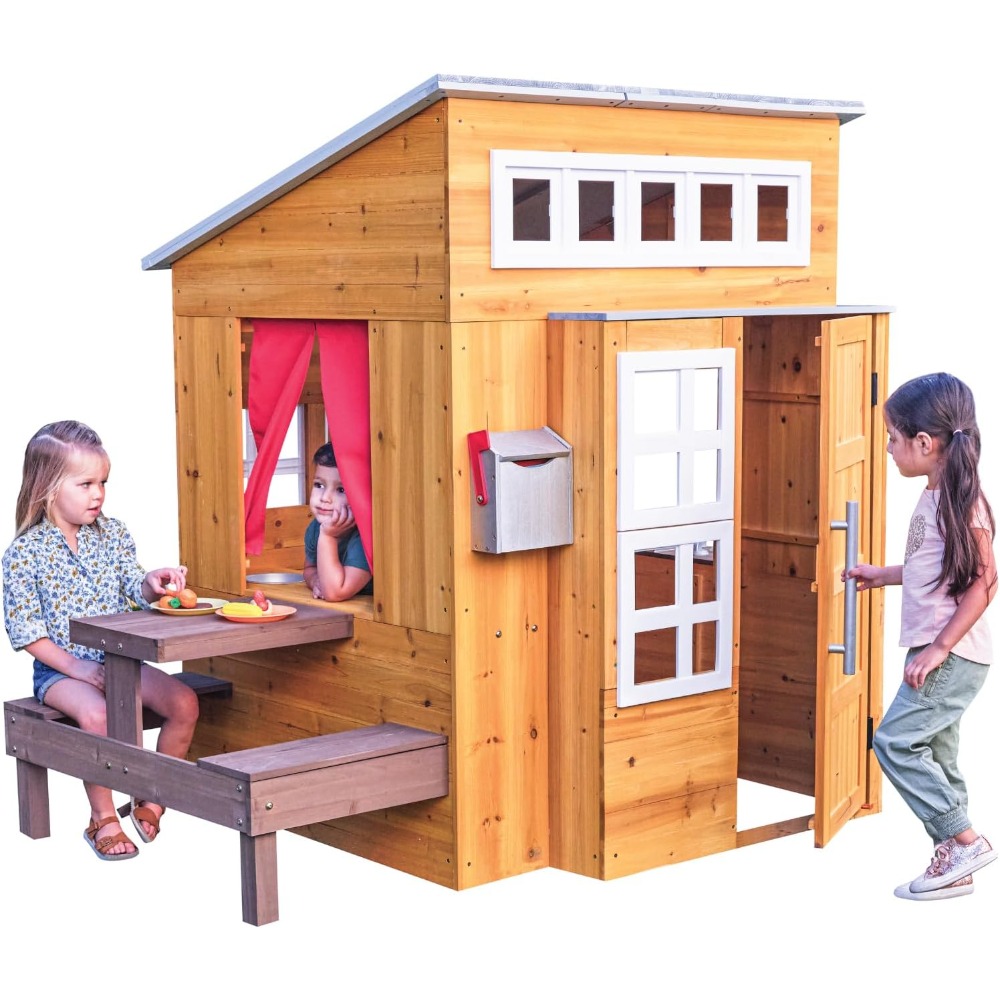 مجموعة بيت لعب خشبي حديث للأطف - مراجعة Kids Outdoor Grill وسعره