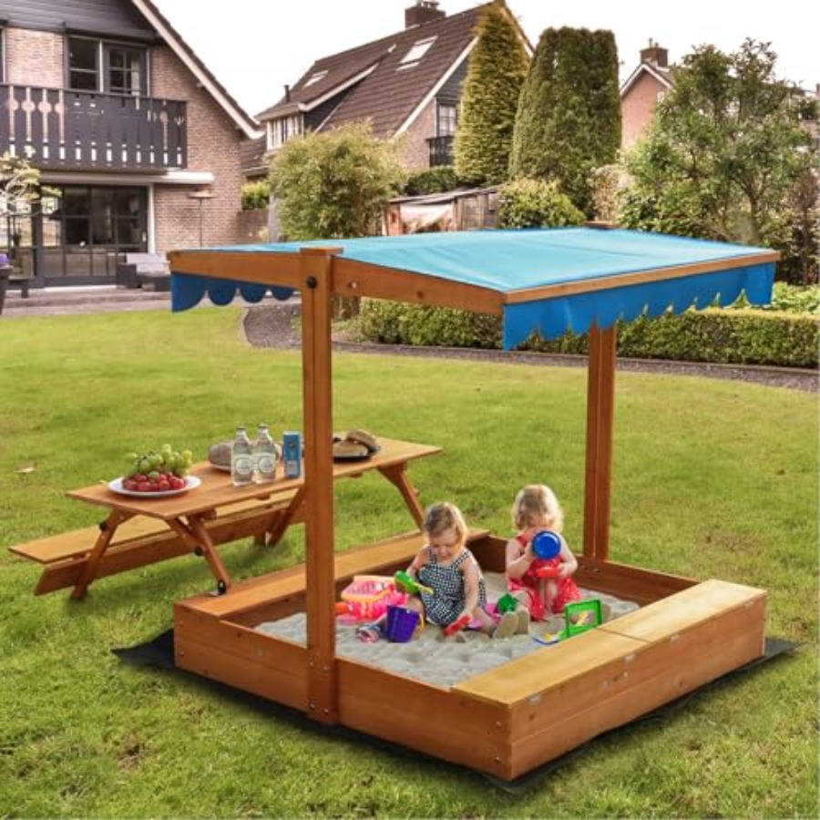 صندوق رمل خشبي للأطفال للاستخد - مراجعة Kids Outdoor Picnic Table وسعره