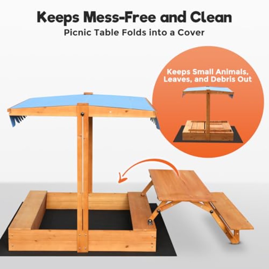 صندوق رمل خشبي للأطفال للاستخد - مراجعة Kids Outdoor Picnic Table وسعره