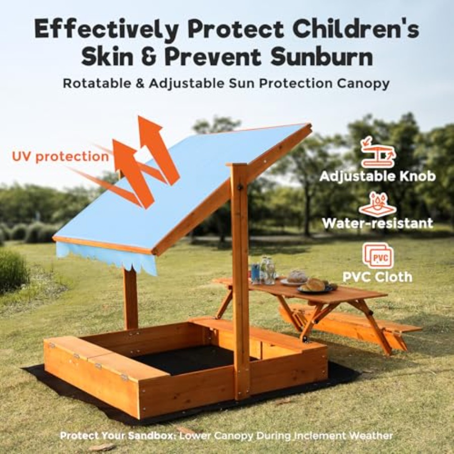 صندوق رمل خشبي للأطفال للاستخد - مراجعة Kids Outdoor Picnic Table وسعره