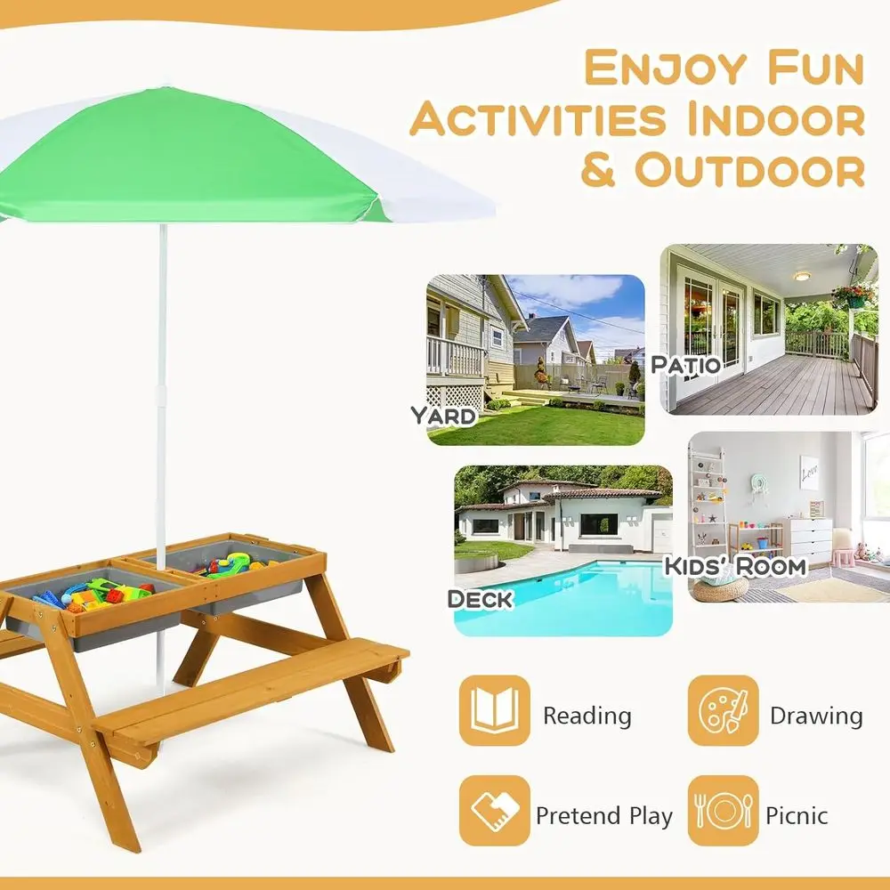 طاولة نزهة للأطفال 3 في 1 قابل - مراجعة Kids Outdoor Picnic Table وسعره