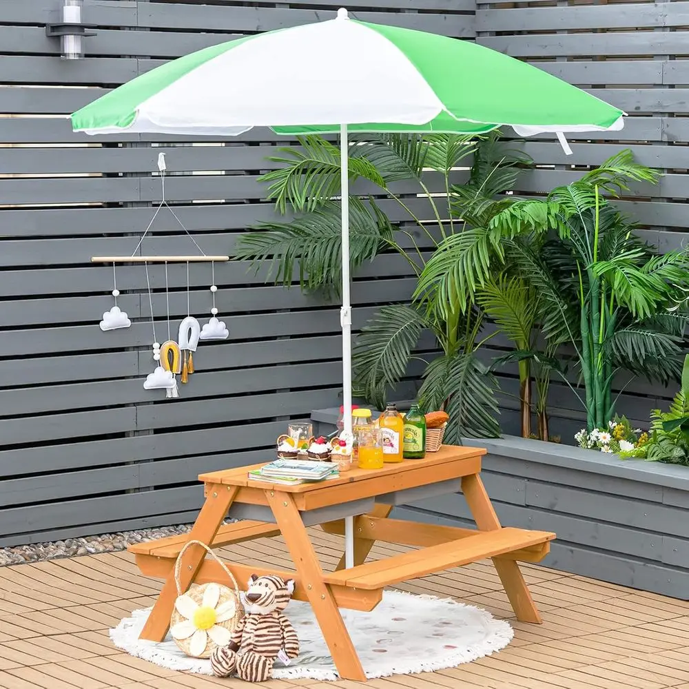 طاولة نزهة خشبية 4 في 1 للرمل  - مراجعة Kids Outdoor Picnic Table وسعره