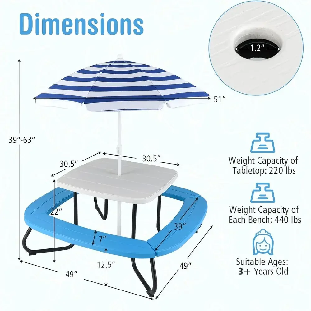 طاولة نزهة للأطفال تتسع لـ 8 أ - مراجعة Kids Outdoor Picnic Table وسعره