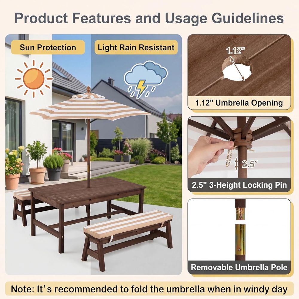 طاولة نزهة للأطفال، سطح طاولة  - مراجعة Kids Outdoor Picnic Table وسعره