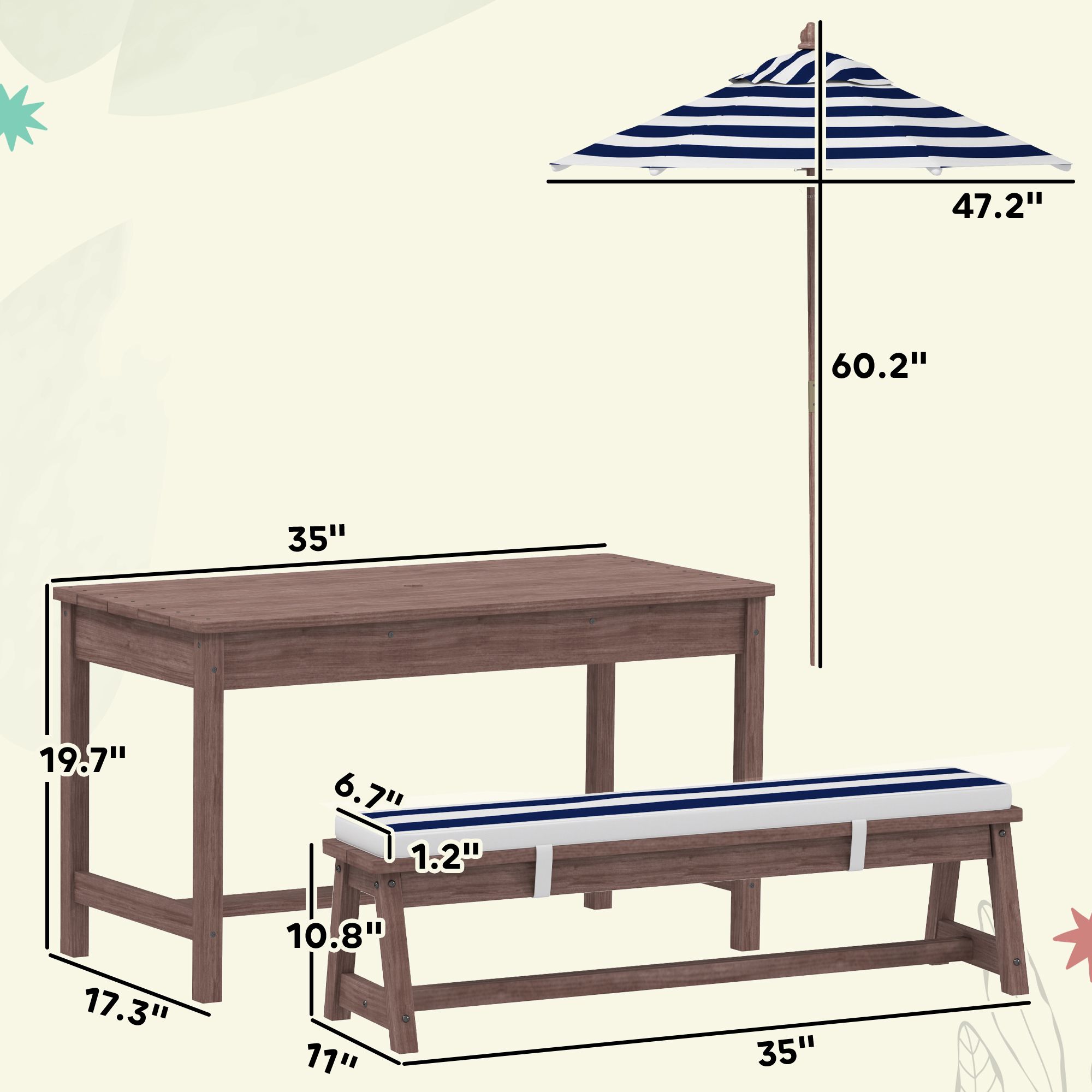 طاولة ومقعد خشبي للأطفال للنزه - مراجعة Kids Outdoor Picnic Table وسعره