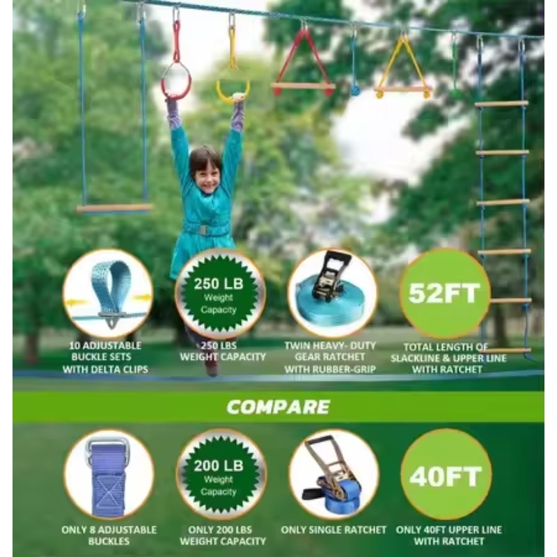 مجموعة أدوات دورة عقبة المحارب - مراجعة Kids Outdoor Monkey Bar Set وسعره