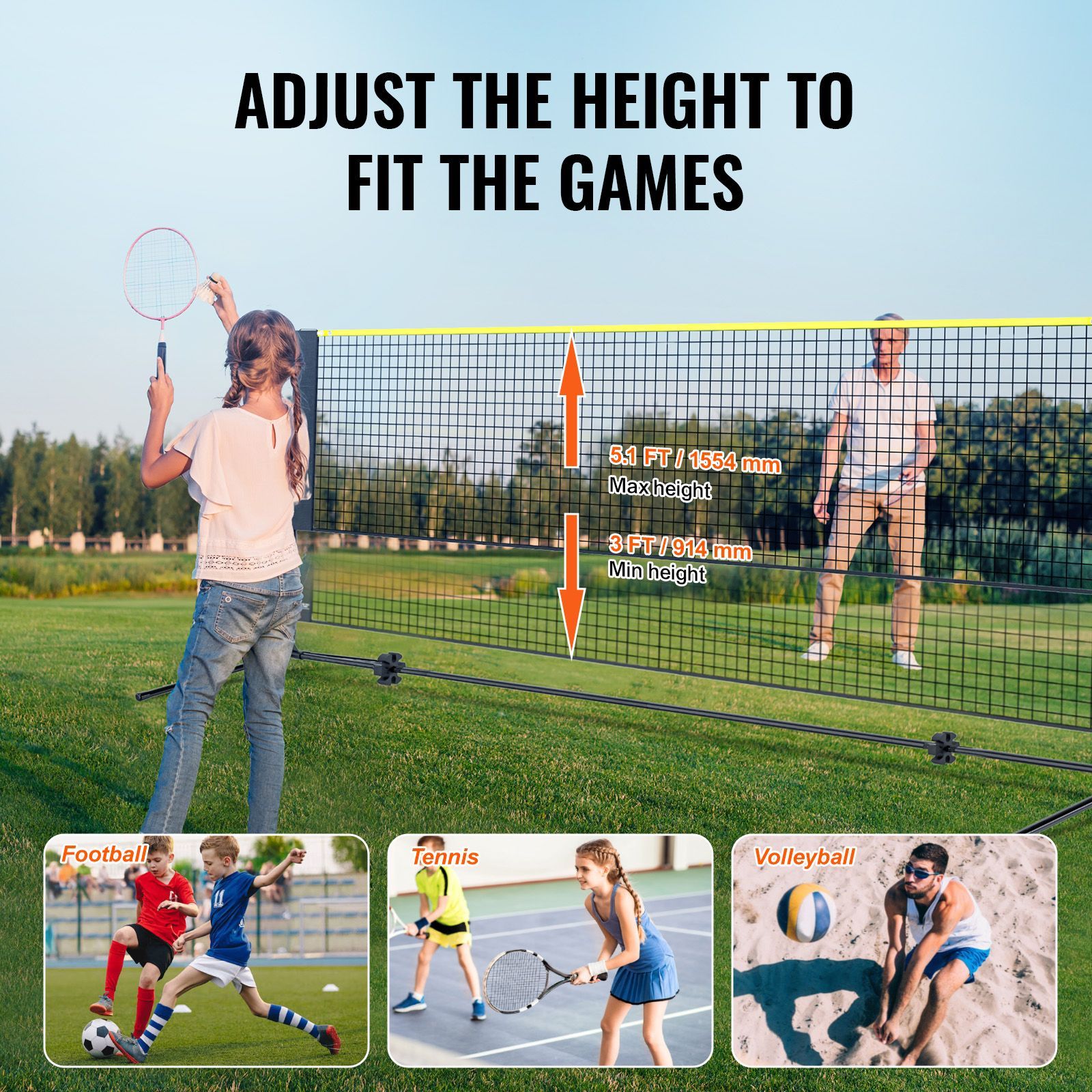 شبكة تنس الريشة، شبكة كرة الطا - مراجعة Kids Outdoor Volleyball Net وسعره