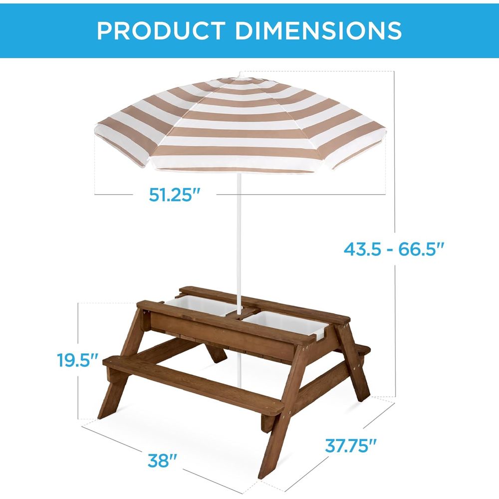 طاولة نزهة للأطفال مع مظلة، طا - مراجعة Kids Outdoor Picnic Table وسعره
