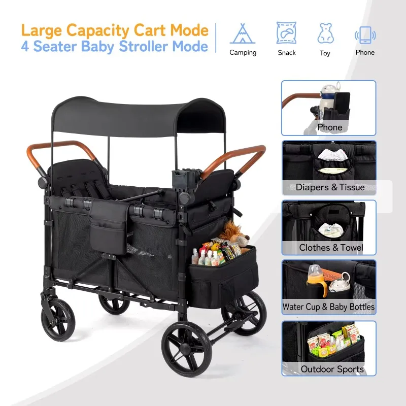 عربة أطفال خارجية 4 مقاعد مع م - مراجعة Kids Outdoor Wagon وسعره
