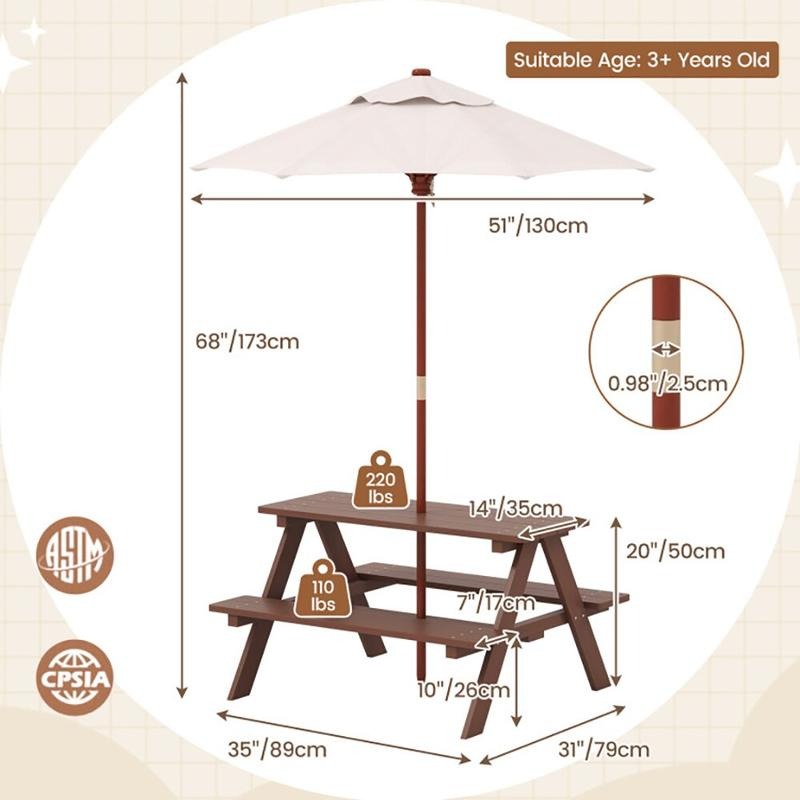 طاولة نزهة خارجية للأطفال مع م - مراجعة Kids Outdoor Picnic Table وسعره