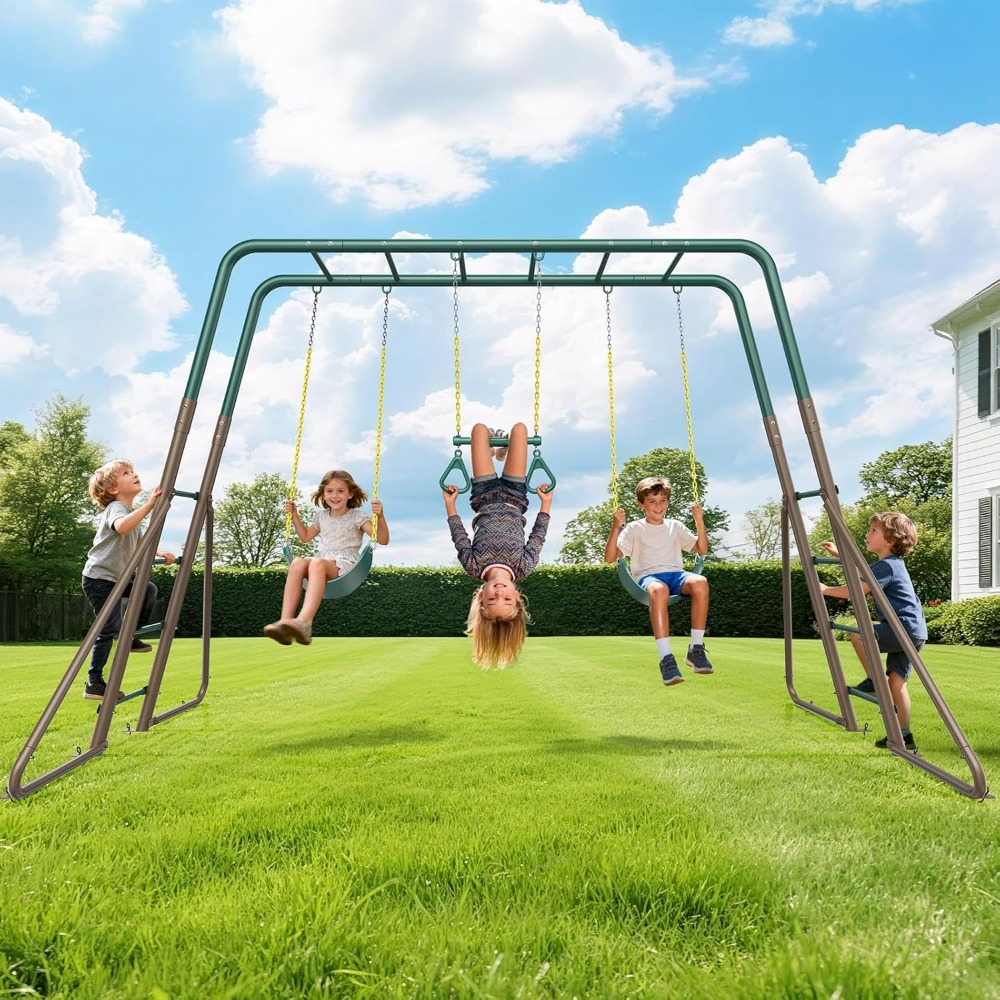 مجموعة أرجوحة معدنية متينة للا - مراجعة Kids Outdoor Monkey Bar Set وسعره