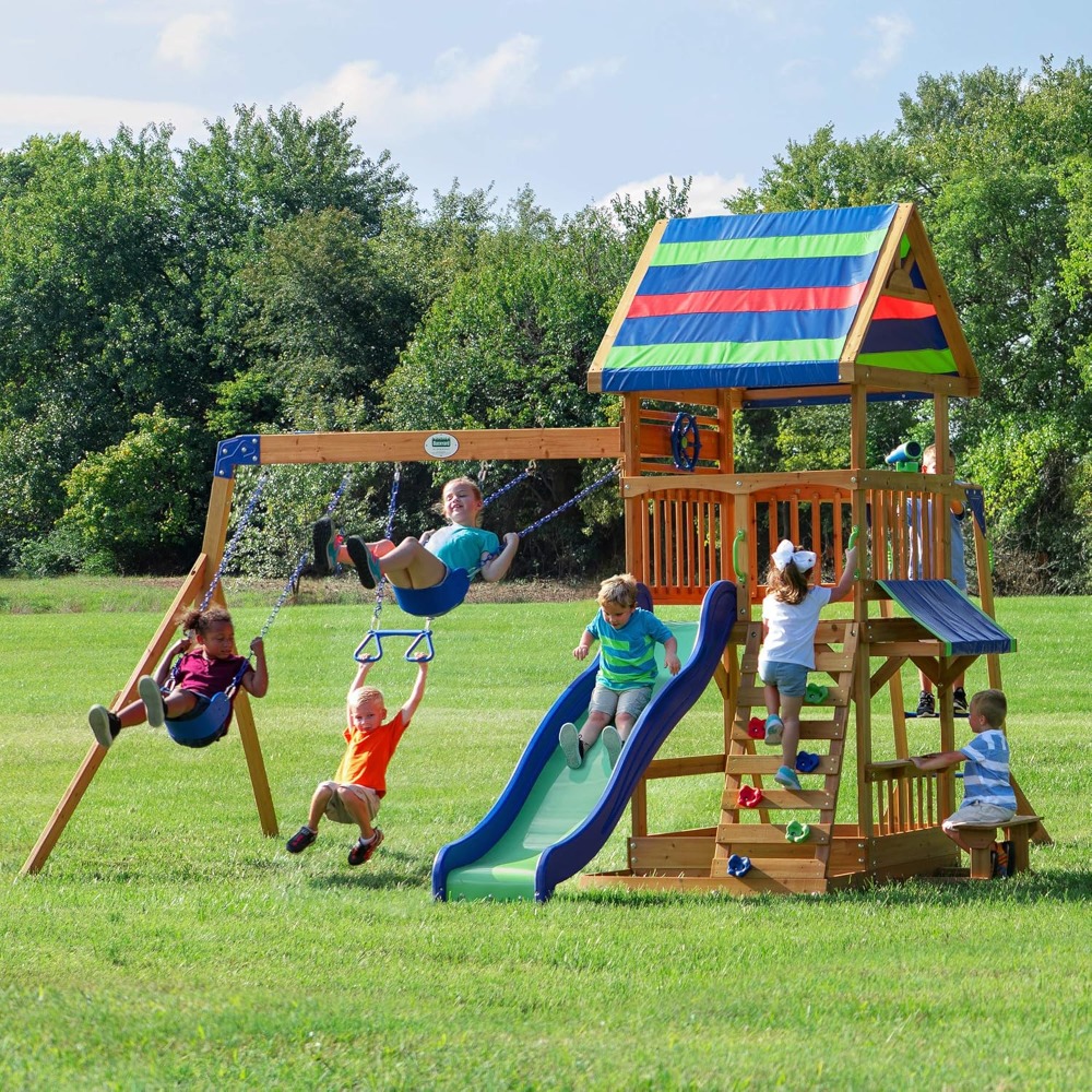 مجموعة أرجوحة خشبية من خشب الأ - مراجعة Kids Outdoor Monkey Bar Set وسعره